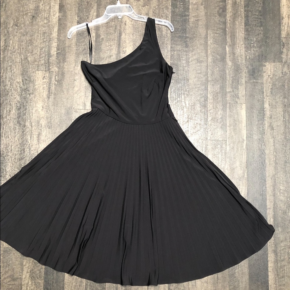 WHBM Black Accordion Pleated Dress